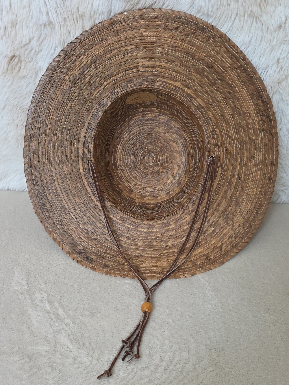 Tula Hats Wide Brim Palm Straw Sun Hat Leather Chin Strap Made in Mexico - Picture 3 of 11